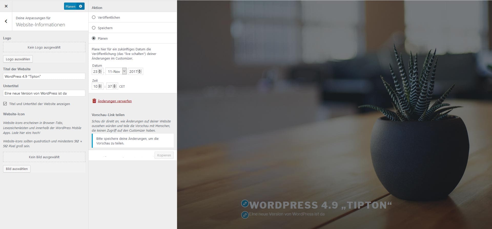 Screenshot WordPress 4.9