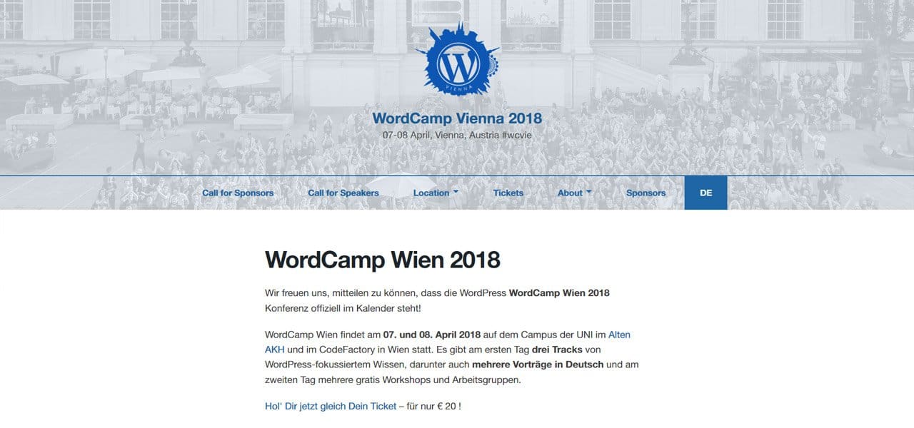 WordCamp Wien 2018 – Jetzt Ticket sichern!